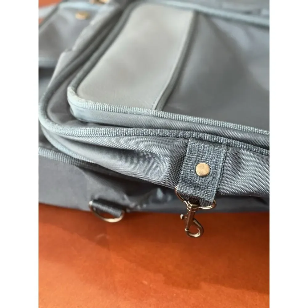 Vintage American Tourister Blue Nylon & Leather Garment Bag Travel Compact